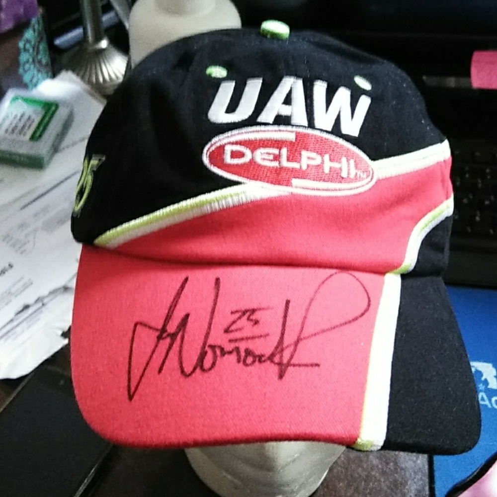 Vintage NASCAR hat/UAW Delphi #25 Autographed By Joe Nemechek #25